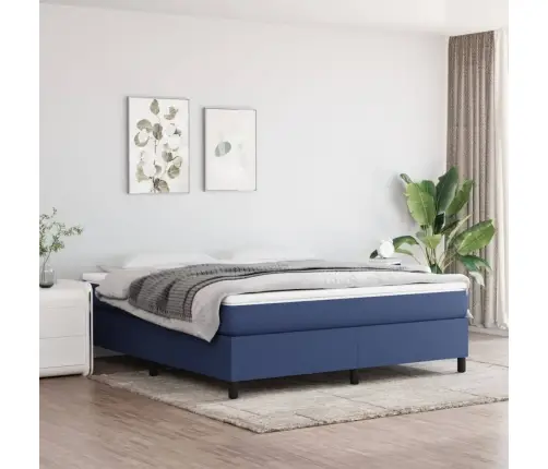 Atsperu Gulta Ar Matraci, Zils, 160X200 Cm, Audums Vidaxl