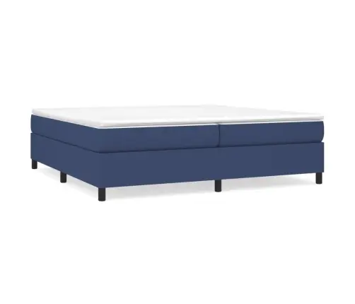 Atsperu Gultas Rāmis Ar Matraci, Zils Audums, 200X200 Cm Vidaxl