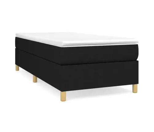 Atsperu Gultas Rāmis Ar Matraci, Melna, 80X200 Cm, Audums Vidaxl