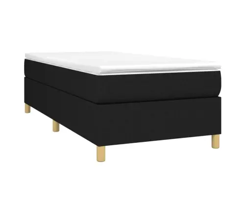 Atsperu Gultas Rāmis Ar Matraci, Melna, 80X200 Cm, Audums Vidaxl