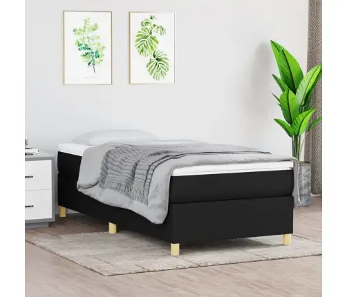 Atsperu Gulta Ar Matraci, Melna, 90X190 Cm, Audums Vidaxl