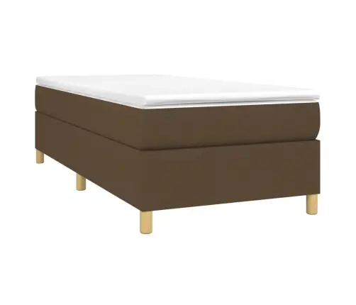 Atsperu Gultas Rāmis Ar Matraci, Tumši Brūna, 90X200 Cm, Audums Vidaxl