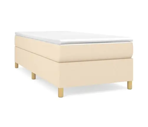 Atsperu Gultas Rāmis Ar Matraci, Krēmkrāsas, 90X200 Cm, Audums Vidaxl