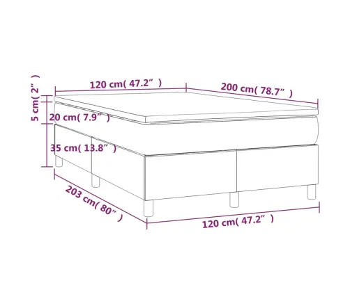 Atsperu Gultas Rāmis Ar Matraci, Pelēkbrūns, 120X200 Cm, Audums Vidaxl