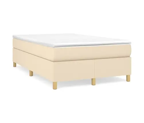 Atsperu Gultas Rāmis Ar Matraci, Krēmkrāsas, 120X200 Cm, Audums Vidaxl