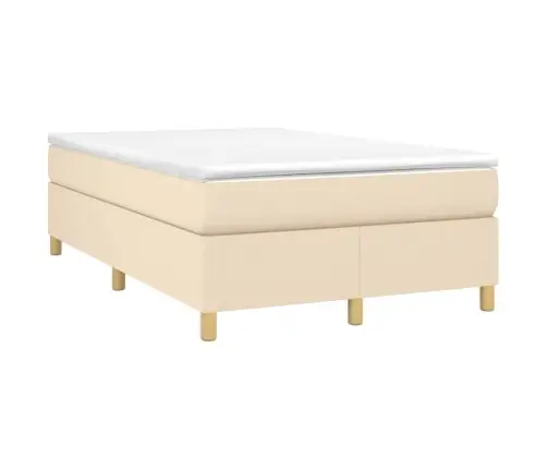 Atsperu Gultas Rāmis Ar Matraci, Krēmkrāsas, 120X200 Cm, Audums Vidaxl