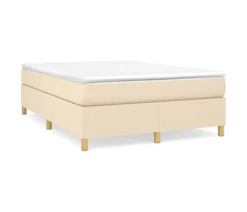 Lova Su Spyruoklėmis Ir Čiužiniu, Kreminė, 140X200 cm Audinys