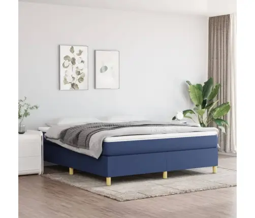 Lova Su Spyruoklėmis Ir Čiužiniu, Mėlyna, 160X200 cm Audinys