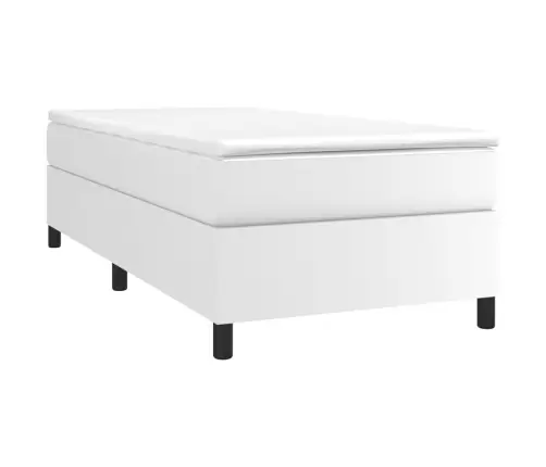 Atsperu Gulta Ar Matraci, Balta, 100X200 Cm, Mākslīgā Āda Vidaxl