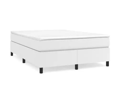 Lova Su Spyruoklėmis Ir Čiužiniu,Baltas,140X190cm Dirbtinė Oda