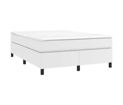 Atsperu Gulta Ar Matraci, Balta, 140X200 Cm, Mākslīgā Āda Vidaxl