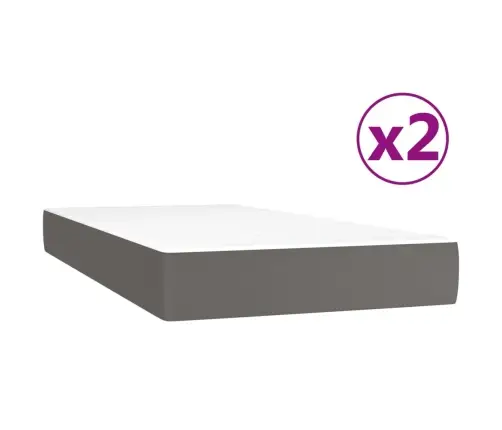 Lova Su Spyruoklėmis Ir Čiužiniu, Pilka, 200X200Cm Dirbtinė Oda