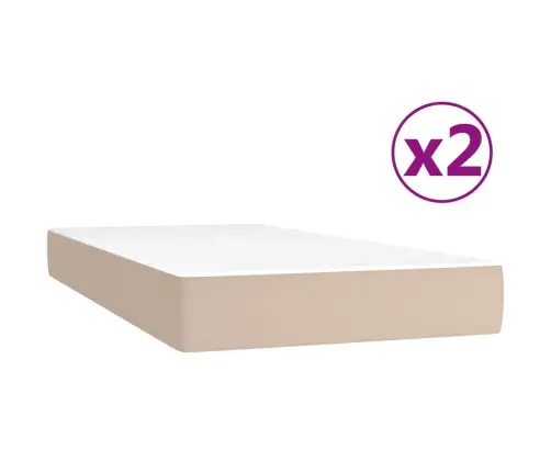 Atsperu Gulta Ar Matraci, Kapučīno, 200X200 Cm, Mākslīgā Āda Vidaxl