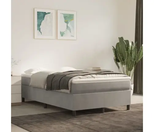 Atsperu Gulta Ar Matraci, Gaiši Pelēka Samts, 120X200 Cm Vidaxl