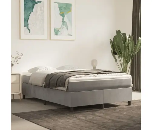 Atsperu Gulta Ar Matraci, Gaiši Pelēka Samts, 140X190 Cm Vidaxl