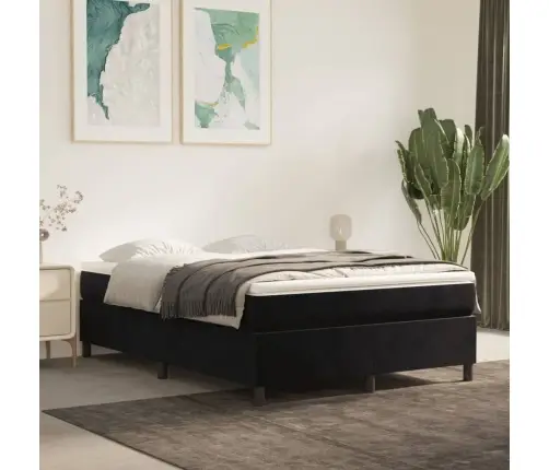 Atsperu Gulta Ar Matraci, Melna Samts, 140X190 Cm Vidaxl