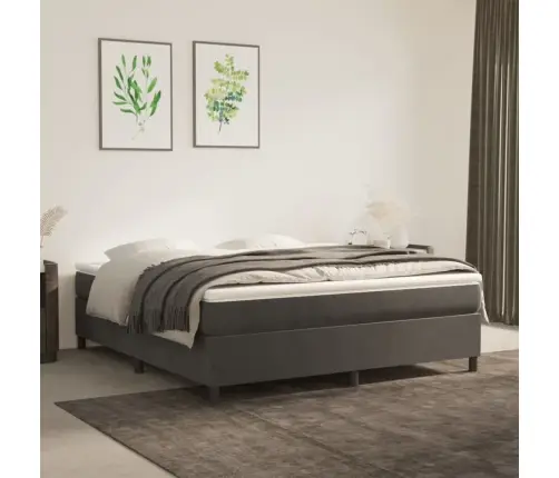 Atsperu Gulta Ar Matraci, Tumši Pelēka Samts, 160X200 Cm Vidaxl