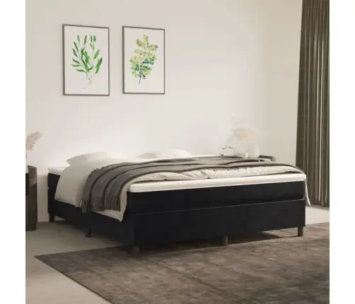 Kontinentaalvoodi Madratsiga, Must, 160X200 cm Samet