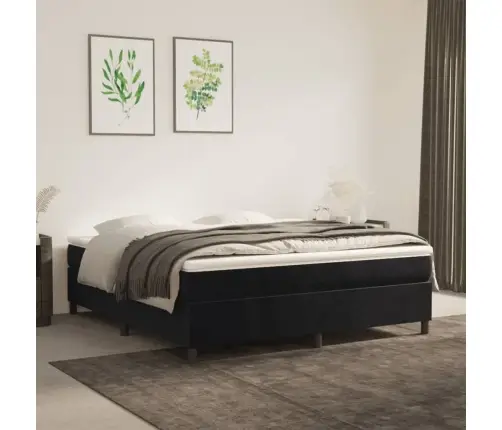 Atsperu Gulta Ar Matraci, Melna Samts, 180X200 Cm Vidaxl