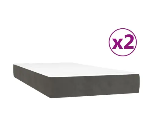 Lova Su Spyruoklėmis Ir Čiužiniu, Pilka, 200X200 cm Aksomas