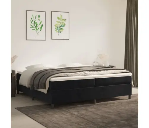 Kontinentaalvoodi Madratsiga, Must, 200X200 cm Samet