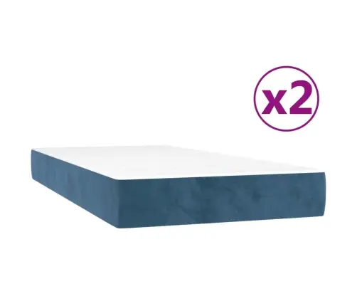 Atsperu Gulta Ar Matraci, Tumši Zils Samts, 200X200 Cm Vidaxl