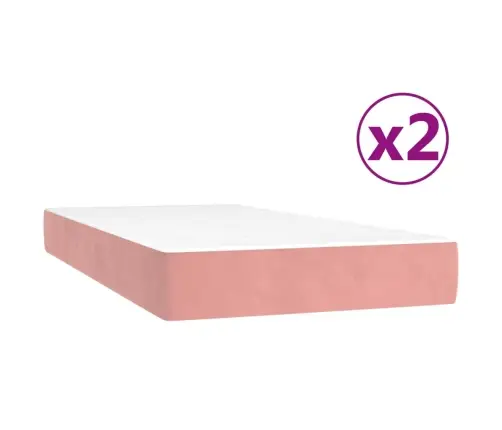 Lova Su Spyruoklėmis Ir Čiužiniu, Rožinė, 200X200 cm Aksomas