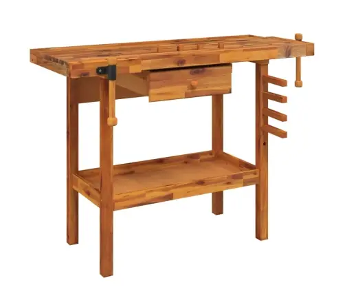 Töölaud Sahtli Ja Kruustangidega 124 X 52 X 83 cm Täispuidust Akaatsia