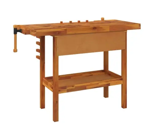 Töölaud Sahtli Ja Kruustangidega 124 X 52 X 83 cm Täispuidust Akaatsia