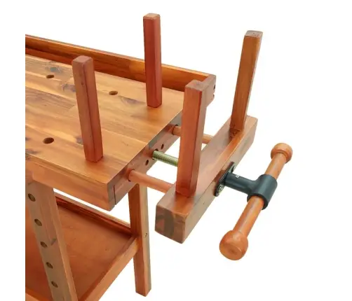 Töölaud Sahtli Ja Kruustangidega 124 X 52 X 83 cm Täispuidust Akaatsia