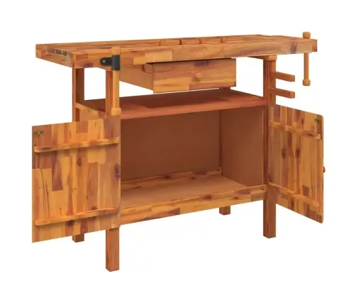 Darbastalis Su Stalčiumi Ir Spaustuvais, 124X52X83cm Akacijos Masyvas