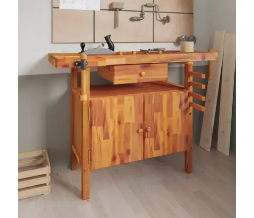 Darbastalis Su Stalčiumi Ir Spaustuvais, 124X52X83cm Akacijos Masyvas
