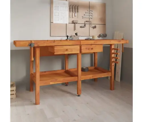 Darbagalds Ar Atvilktnēm Un Skrūvspīlēm, 192X62X83, Akācija Vidaxl