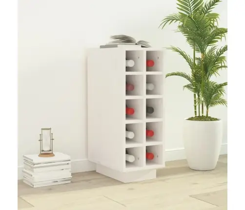 Vīna Pudeļu Plaukts, Balts, 23X34X61 Cm, Priedes Masīvkoks Vidaxl