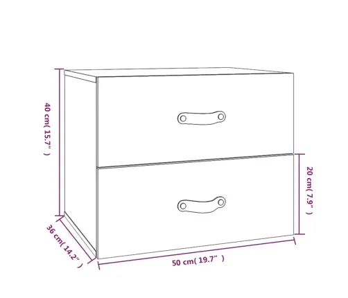 Prie Sienos Montuojama Naktinė Spintelė, Pilka, 50X36X40Cm