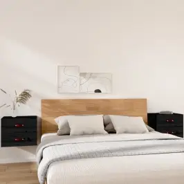 Sienas Naktsskapīši, 2 Gab., Melni, 50X36X40 Cm Vidaxl