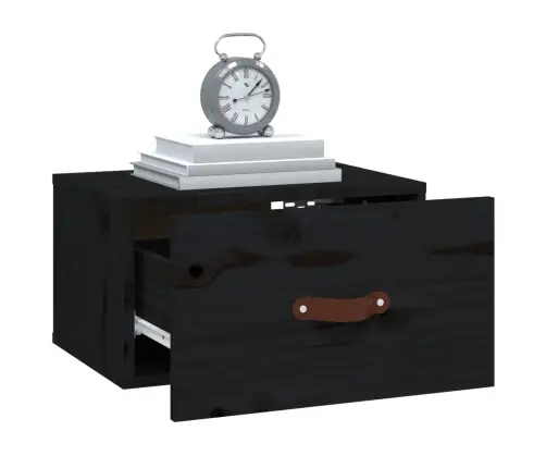 Sienas Naktsskapītis, Melns, 40X29,5X22 Cm Vidaxl