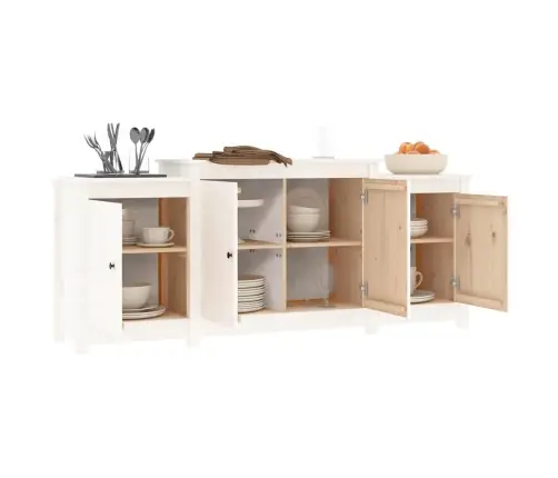 Šoninė Spintelė, Balta, 164X37X68cm Pušies Medienos Masyvas Šoninė Spintelė, Balta, 164X37X68cm Pušies Medienos Masyvas