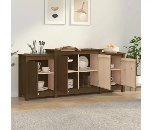 Kumode, Medus Brūna, 164X37X68 Cm, Priedes Masīvkoks Vidaxl