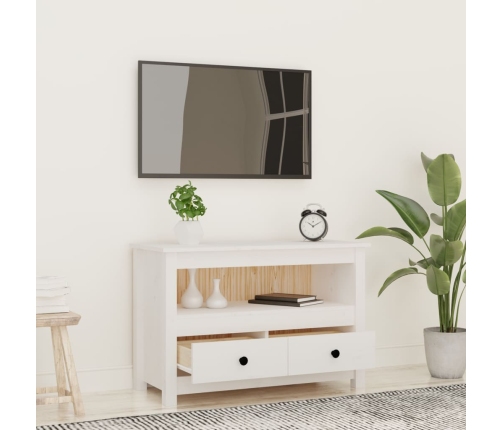 Tv Skapītis, Balts, 79X35X52 Cm, Priedes Masīvkoks Vidaxl