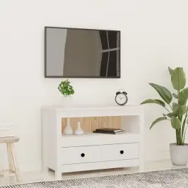 Tv Skapītis, Balts, 79X35X52 Cm, Priedes Masīvkoks Vidaxl