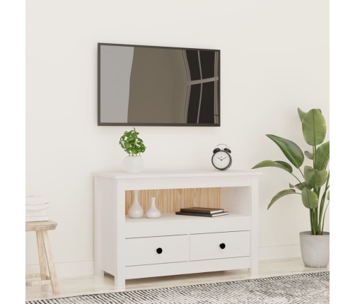 Tv Skapītis, Balts, 79X35X52 Cm, Priedes Masīvkoks Vidaxl