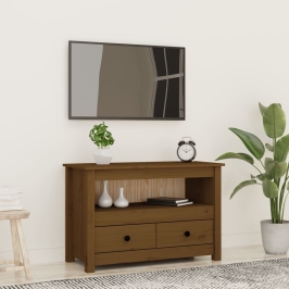 Tv Skapītis, Medus Brūns, 79X35X52 Cm, Priedes Masīvkoks Vidaxl