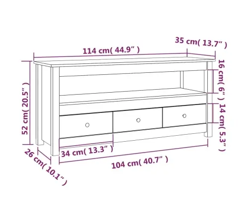 Telerikapp, Valge, 114 X 35 X 52 cm Männipuit