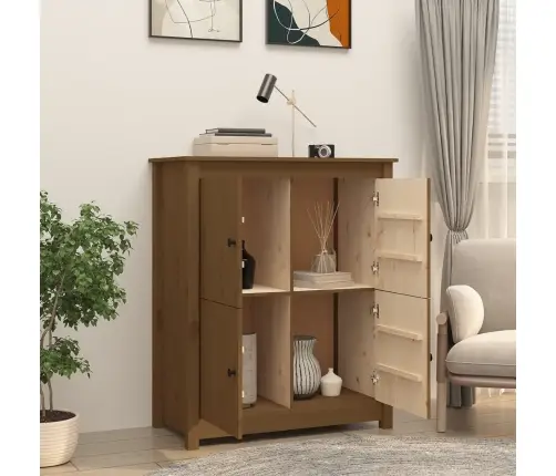 Kumode, Medus Brūna, 83X41,5X100 Cm, Priedes Masīvkoks Vidaxl