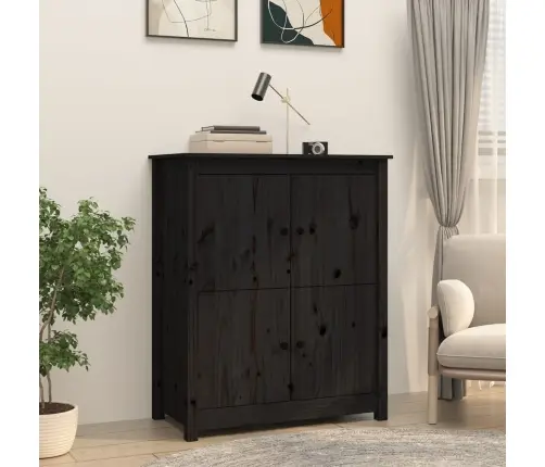 Šoninė Spintelė, Juoda, 83X41,5X100cm Pušies Medienos Masyvas