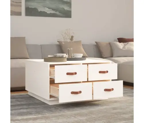 Kavos Staliukas, Baltas, 80X80X45cm Pušies Medienos Masyvas Kavos Staliukas, Baltas, 80X80X45cm Pušies Medienos Masyvas