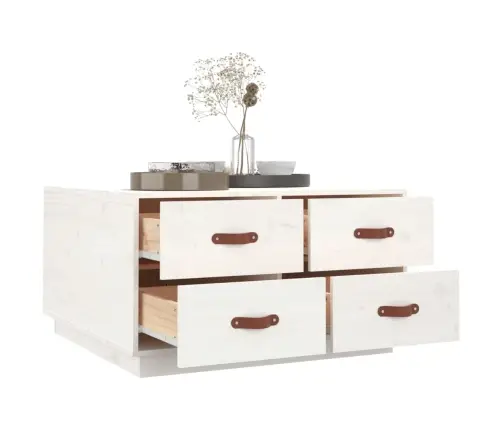 Kavos Staliukas, Baltas, 80X80X45cm Pušies Medienos Masyvas Kavos Staliukas, Baltas, 80X80X45cm Pušies Medienos Masyvas