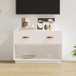 Tv Skapītis, Balts, 90X40X60 Cm, Priedes Masīvkoks Vidaxl