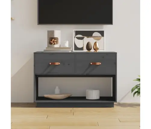 Tv Skapītis, Pelēks, 90X40X60 Cm, Priedes Masīvkoks Vidaxl